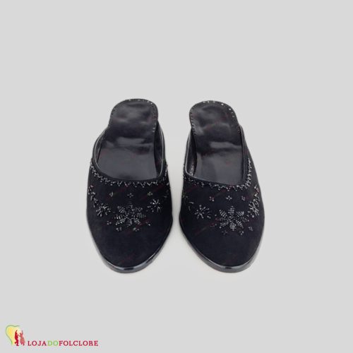 Chinela Bordada Preta - Vidrilho Preto - PAR - Frente