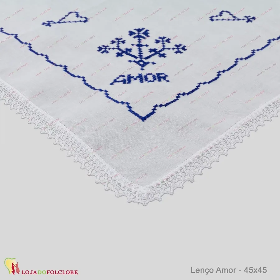 Lenço Amor - 45x45 - Azul - Frente