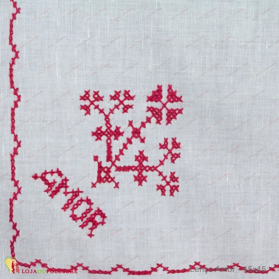 Lenço Amor - 45x45 - Vermelho - Detalhe