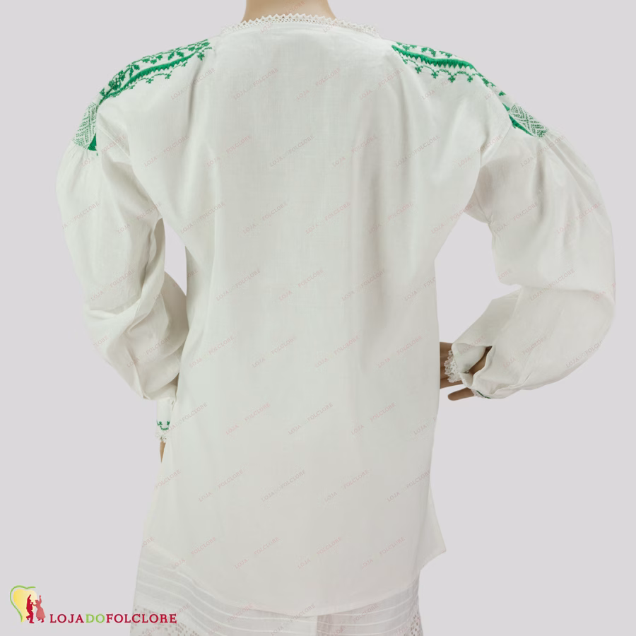 Blusa Linho - Bordado Ponto Cruz - Verde - Trás
