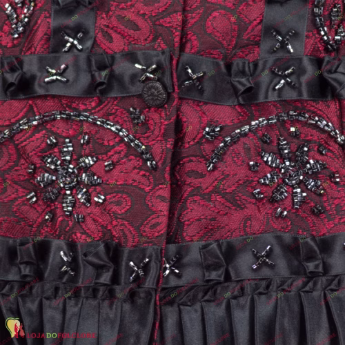 Casaca - Traje Mordoma - Bordeaux - Frente - Detalhe